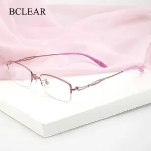 Bclear Women's Semi Rim Square Titanium Eyeglasses Lb7885
