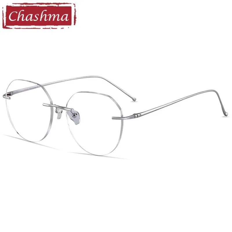 Chashma Unisex Rimless Oval Titanium Eyeglasses 3306-7090