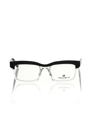 Frankie Morello Geometric Clubmaster Eyeglasses with Transparent Detail