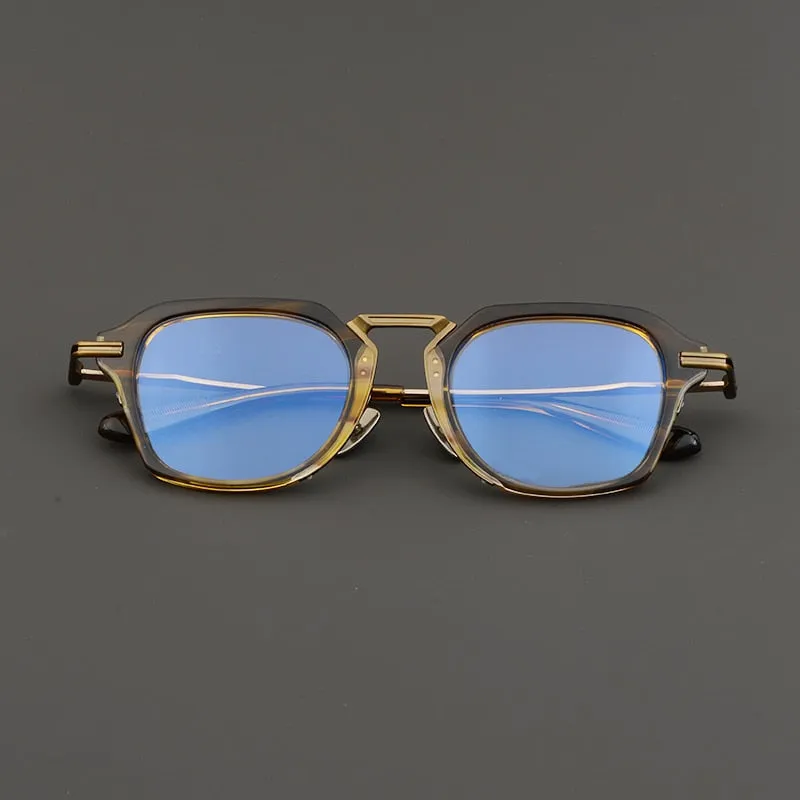 Gatenac Unisex Full Rim Round Square Acetate Titanium Eyeglasses Gxyj894