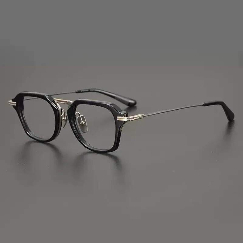 Gatenac Unisex Full Rim Round Square Acetate Titanium Eyeglasses Gxyj894