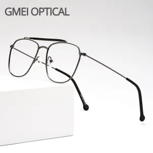 Gmei Men's Full Rim Square Double Bridge Alloy Eyeglasses M1876