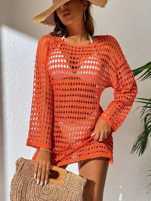 Hollowed Out Bikini Blouse