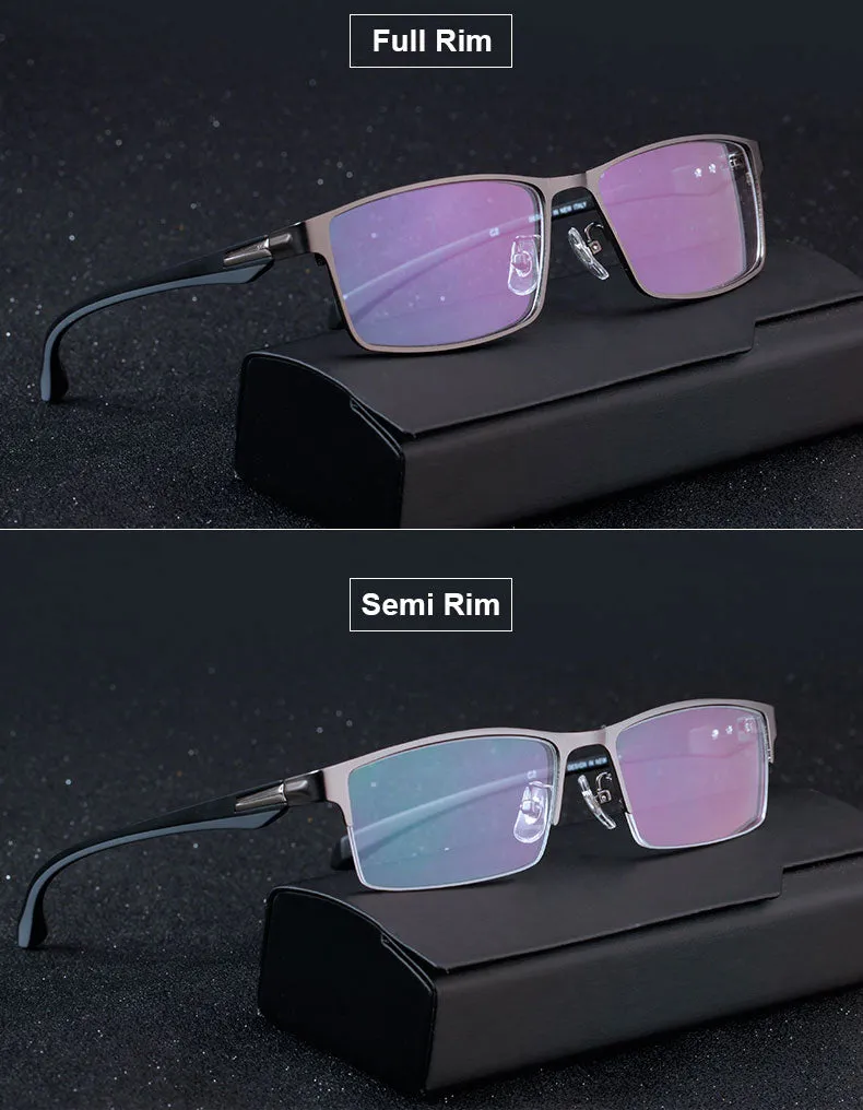 Hotochki Men's Full And Semi Rim Square Titanium Alloy Eyeglasses