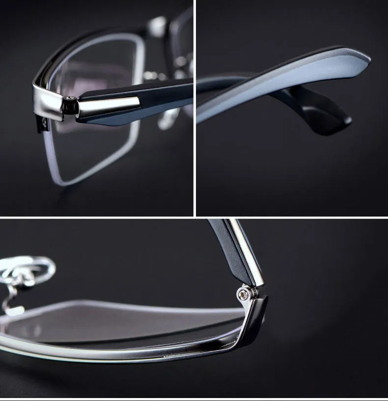 Hotochki Men's Full And Semi Rim Square Titanium Alloy Eyeglasses