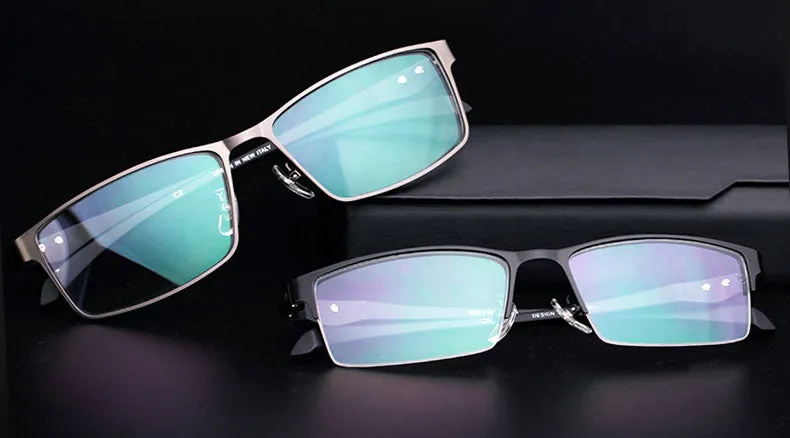 Hotochki Men's Full And Semi Rim Square Titanium Alloy Eyeglasses
