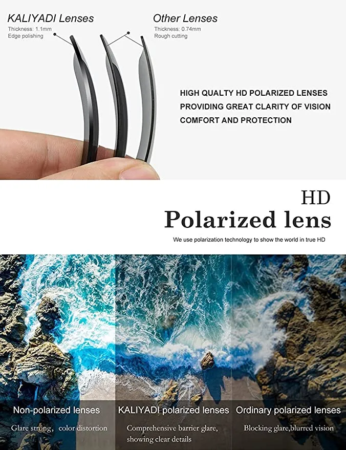 Kaliyadi Polarized Sunglasses for Men and Women Semi-Rimless Frame Driving Sun glasses 100% UV Blocking