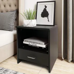 Kawachi Sofa Side Bedside Table, Bed Side Table with Drawer for Home, Bedroom, Living Room Wenge Brown (Engineered Wood)