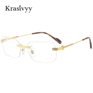 Krasivyy Men's Rimless Square Titanium Eyeglasses Kr0271s