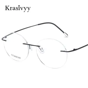 Krasivyy Unisex Rimless Round Titanium Eyeglasses Kr6012