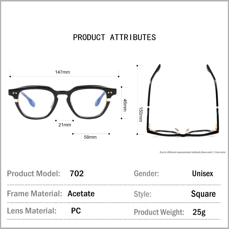 Muzz Unisex Full Rim Square Round Acetate Eyeglasses 702