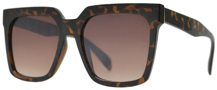 "Florida Retro" Large Square  Sunglasses with Flat Lens