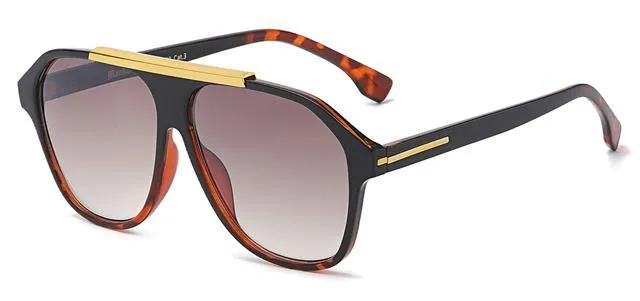 Retro Flat Top Pilot Flat Lens Sunglasses