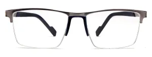 Silver Black/Blue Unisex Half Rim Metal Square Specs Frames