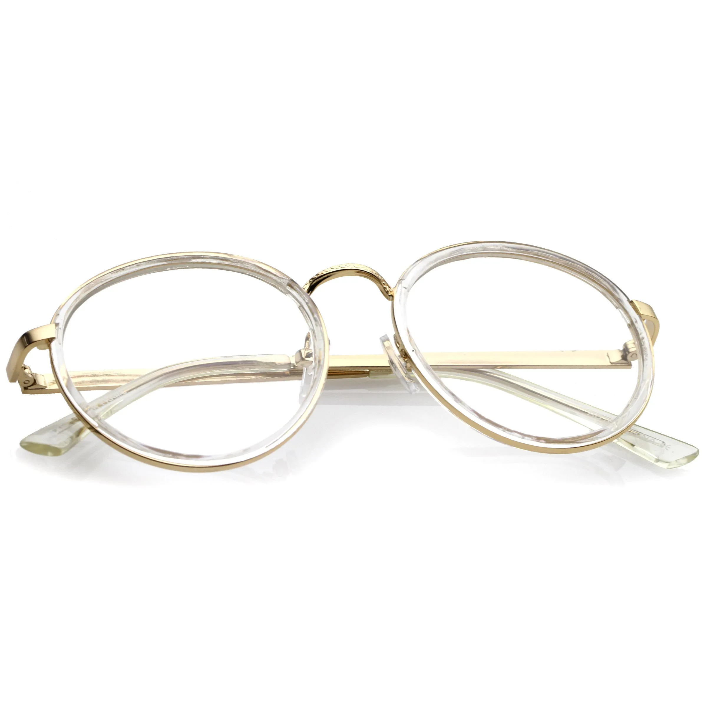 Vintage Round Dapper Clear Lens Glasses A889