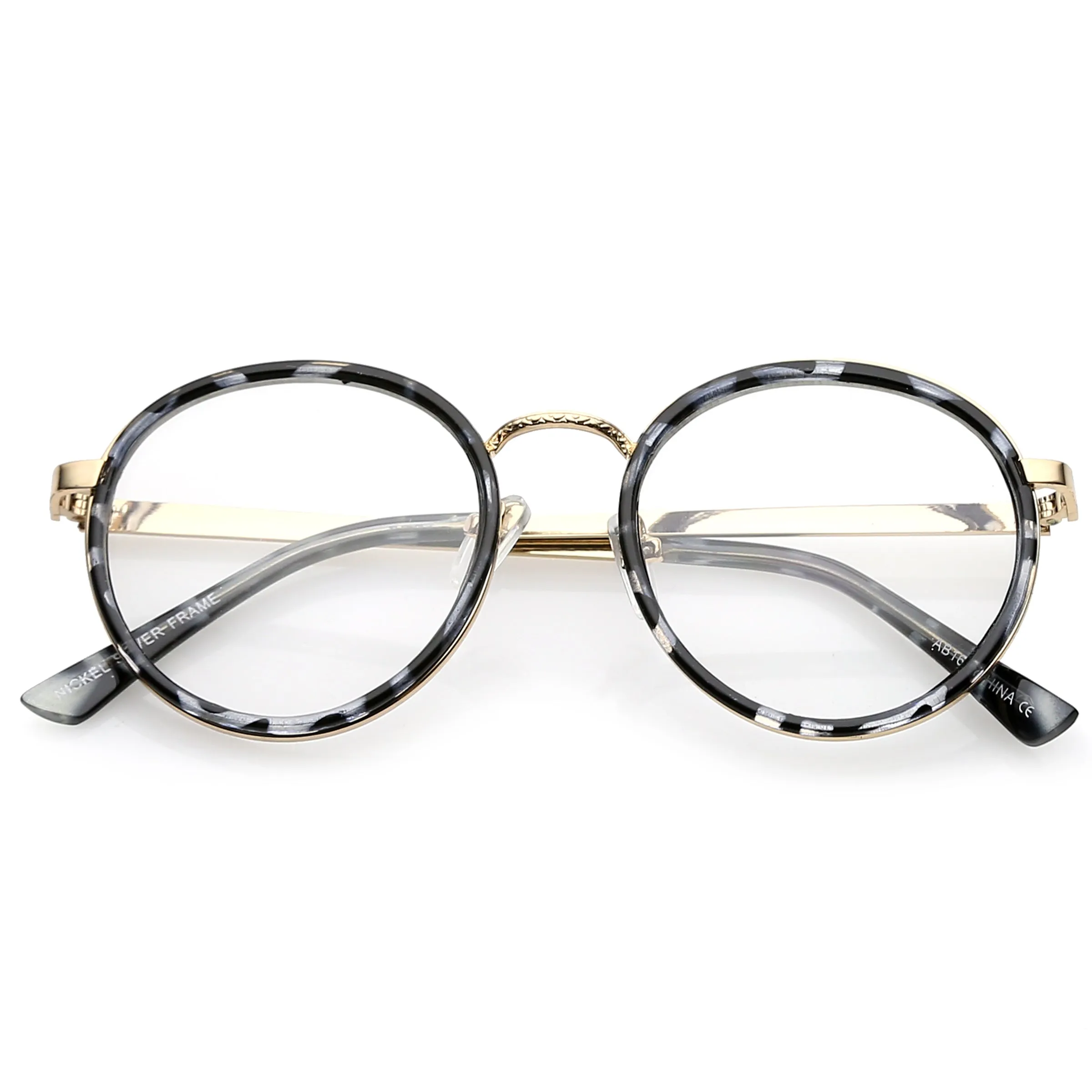 Vintage Round Dapper Clear Lens Glasses A889