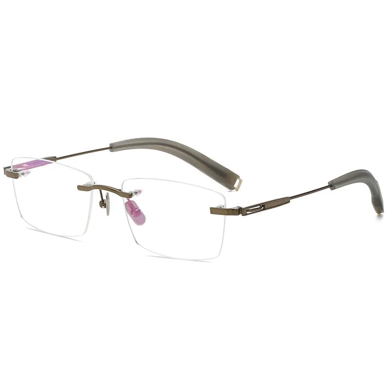Yimaruili Men's Rimless Square β Titanium Frame Eyeglasses 80816