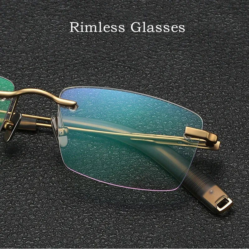 Yimaruili Men's Rimless Square β Titanium Frame Eyeglasses 80816