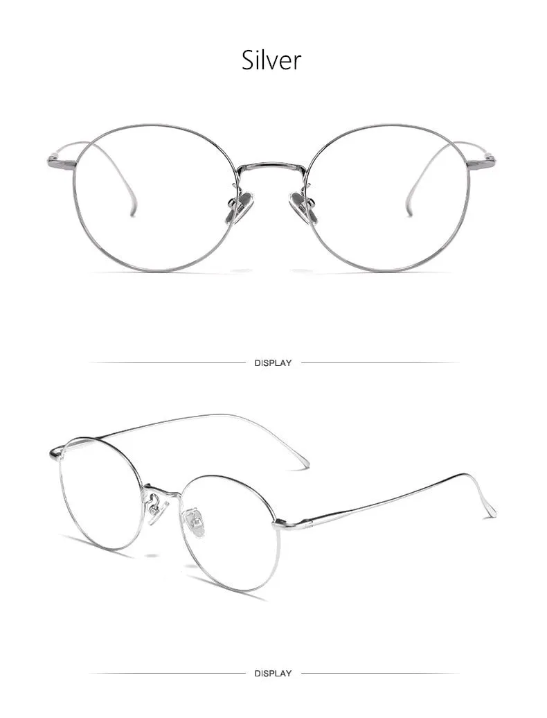Yimaruili Unisex Full Rim Round Titanium Frame Eyeglasses 3216